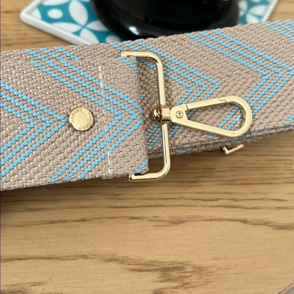 Pom Pom London Blue and Tan Chevron Strap NEW - Picture 2 of 5